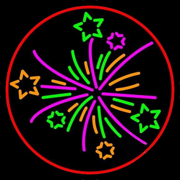 Fire Works Round Neon Sign